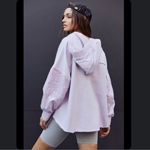 NWT Free People Spin Pullover Lavender Hooded Sweatshirt Sz Small
